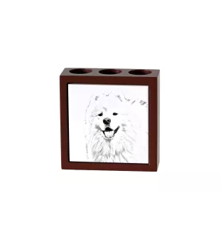 Samoyed, Bjelkier, Samoiedskaya Sobaka - pen holder with a dog, desk organizer with a print, personalized desk decoration from the Art-Dog brand.