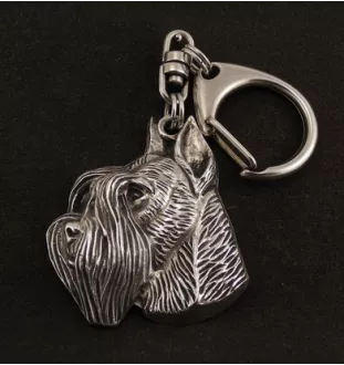 Schnauzer I - Porte-clés argenté avec un chien dans une boîte cadeau, décoration de sac à main, pendentif de sac à dos par la marque Art-Dog