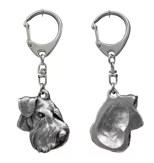 Schnauzer IV - Porte-clés argenté avec un chien dans une boîte cadeau, décoration de sac à main, pendentif de sac à dos par la marque Art-Dog