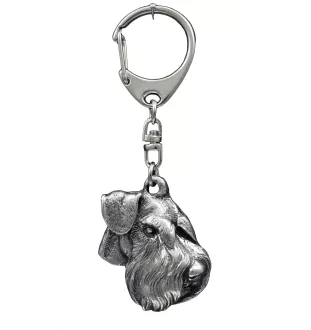 Schnauzer IV - Versilberter Schlüsselanhänger mit Hund in einer Geschenkbox, Handtaschenschmuck, Rucksackanhänger der Marke Art-Dog