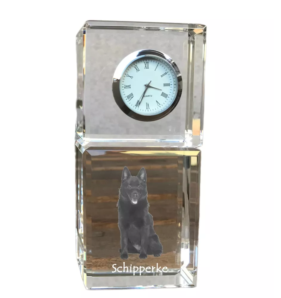 Schipperke zegar kryształowy z psem Art-Dog