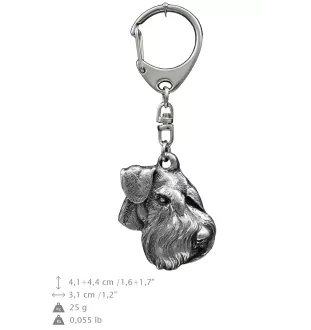 Schnauzer IV - Porte-clés argenté avec un chien dans une boîte cadeau, décoration de sac à main, pendentif de sac à dos par la marque Art-Dog
