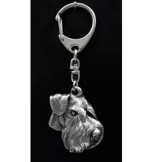 Schnauzer IV - Silver-plated key ring with a dog in a gift box, handbag decoration, backpack pendant by Art-Dog brand