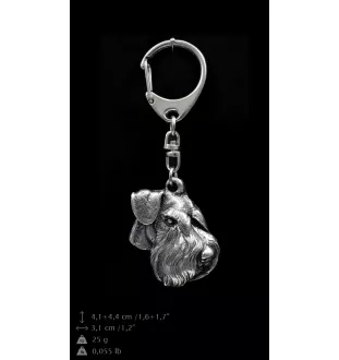 Schnauzer IV - Porte-clés argenté avec un chien dans une boîte cadeau, décoration de sac à main, pendentif de sac à dos par la marque Art-Dog