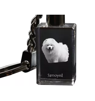 Samojede, Samoyed, Samojedenhund, Samojedenspitz - Schlüsselanhänger aus Kristall mit Hundefoto, beleuchteter Schlüsselanhänger, einzigartiges Geschenk der Marke Art-Dog