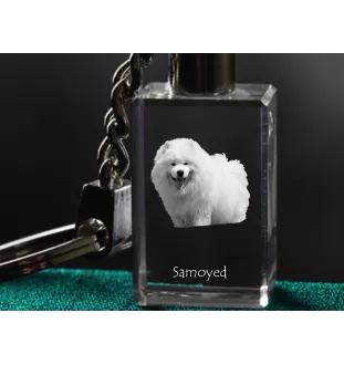Samojede, Samoyed, Samojedenhund, Samojedenspitz - Schlüsselanhänger aus Kristall mit Hundefoto, beleuchteter Schlüsselanhänger, einzigartiges Geschenk der Marke Art-Dog