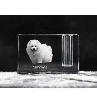 Samoyède - Porte-stylos, organiseur en cristal avec photo de chien, décoration de bureau unique par la marque Art-Dog