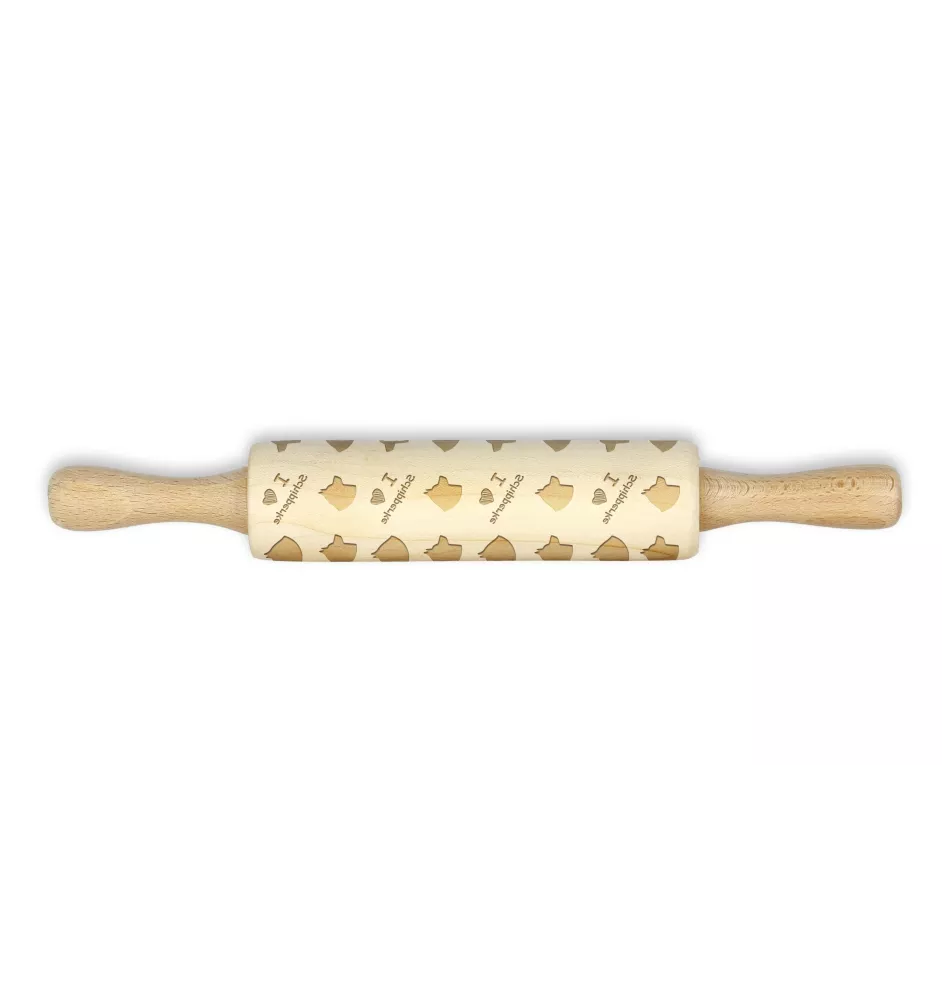 Schipperke, Little Black Devil, Little Captain - small rolling pin with a dog pattern, a rolling pin for children's dough, decorating ceramic clay by Art-Dog brand