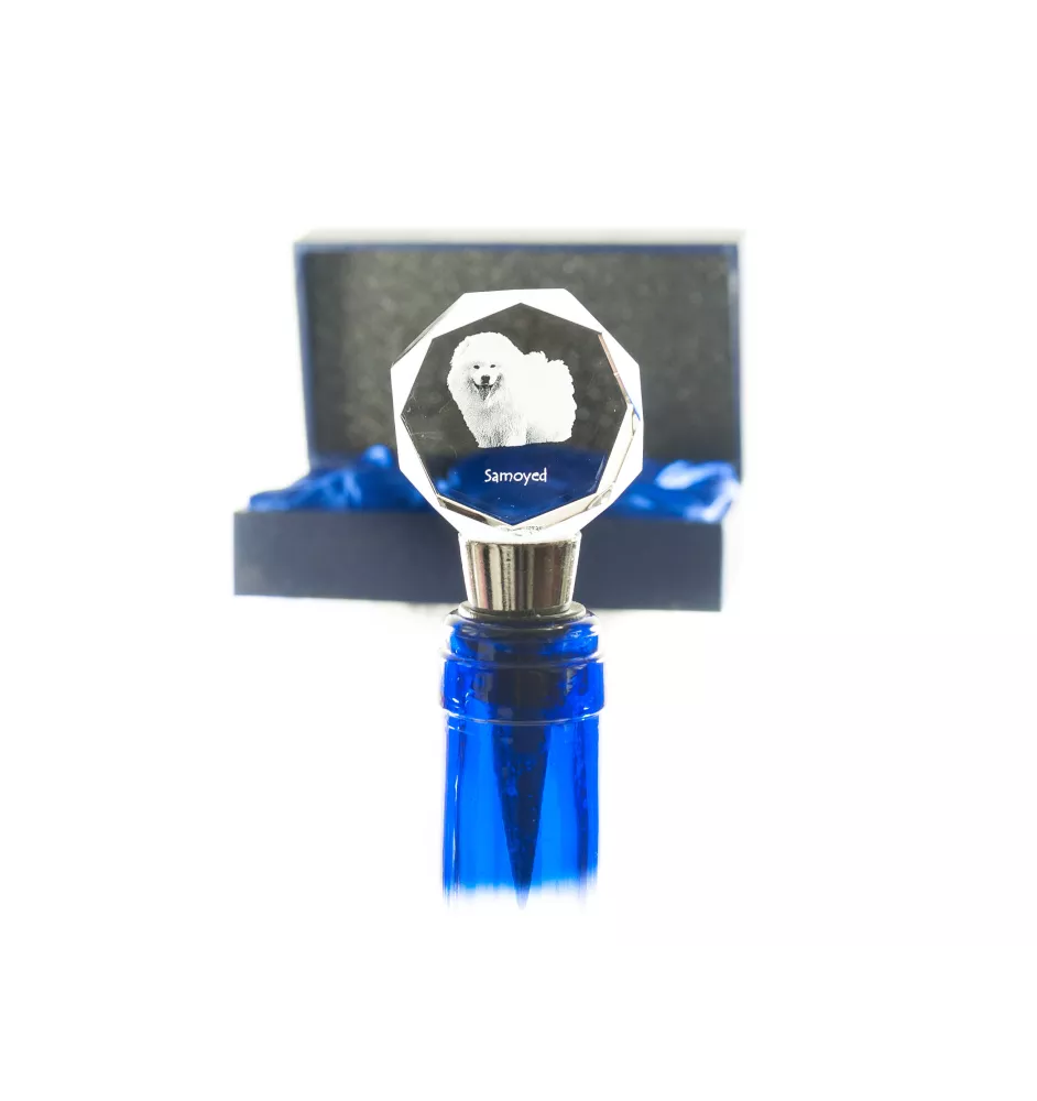 Samojede, Samoyed, Samojedenhund, Samojedenspitz - Flaschenverschluss, Weinverschluss aus Kristall mit Foto, personalisiertes Geschenk für Barkeeper der Marke Art-Dog