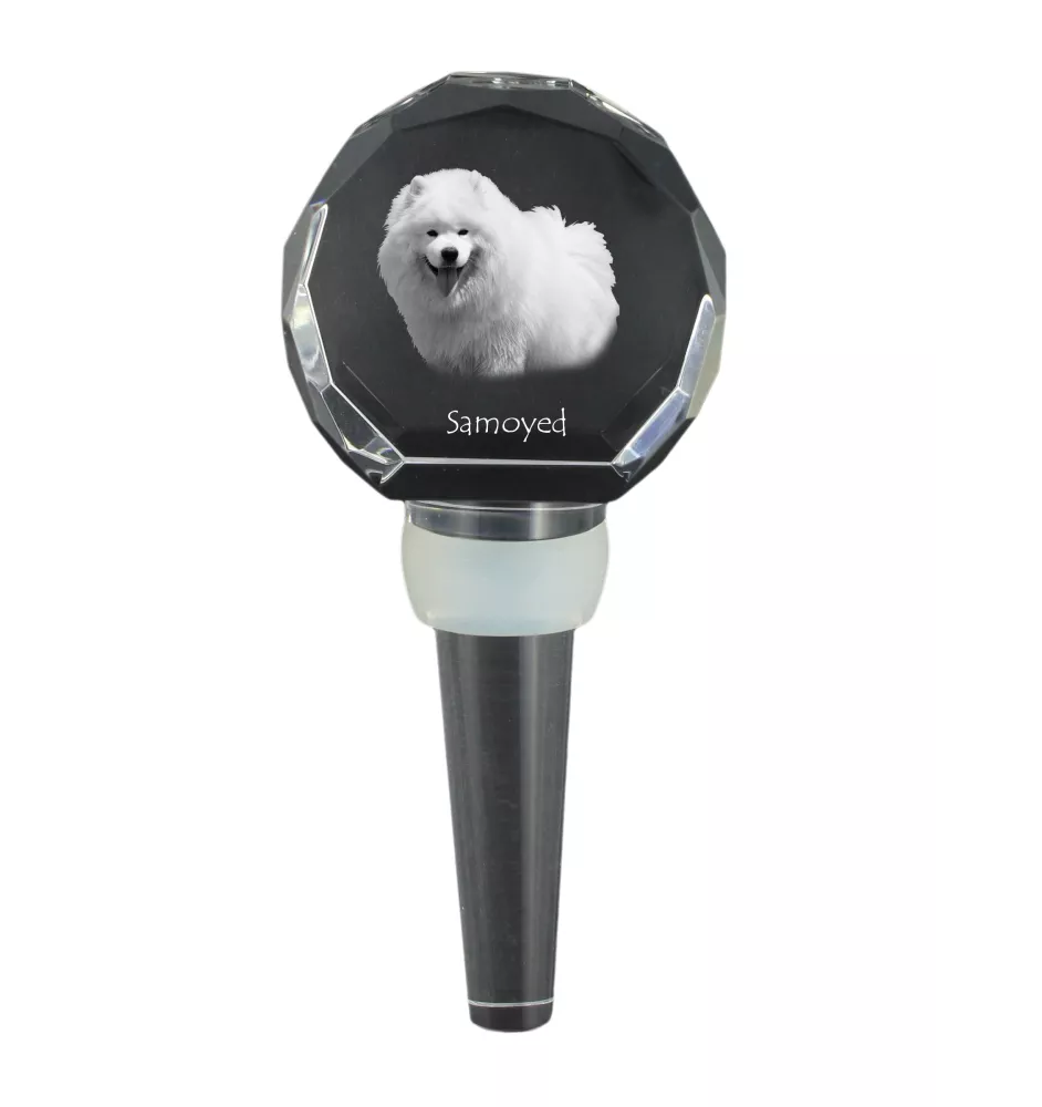 Samoyed, Bjelkier, Samoiedskaya Sobaka - Crystal bottle stopper, unique wine stopper with photo, personalised gift for sommelier by Art-Dog brand