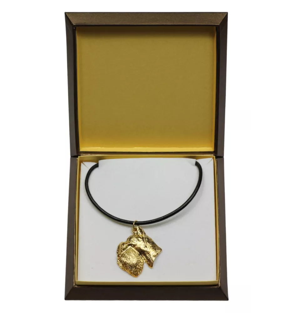 Schnauzer - Dog necklace in gift box, gold-plated pendant for dog fan, striking jewellery by Art-Dog