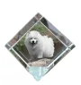 Samoyed, Bjelkier, Samoiedskaya Sobaka - crystal cube with a photo, photo of a horse in crystal, cubic paperweight from Art-Dog brand