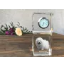 Samoyed, Bjelkier, Samoiedskaya Sobaka - crystal clock with a photo, a photo of a dog in crystal, personalized desk clock by Art-Dog brand