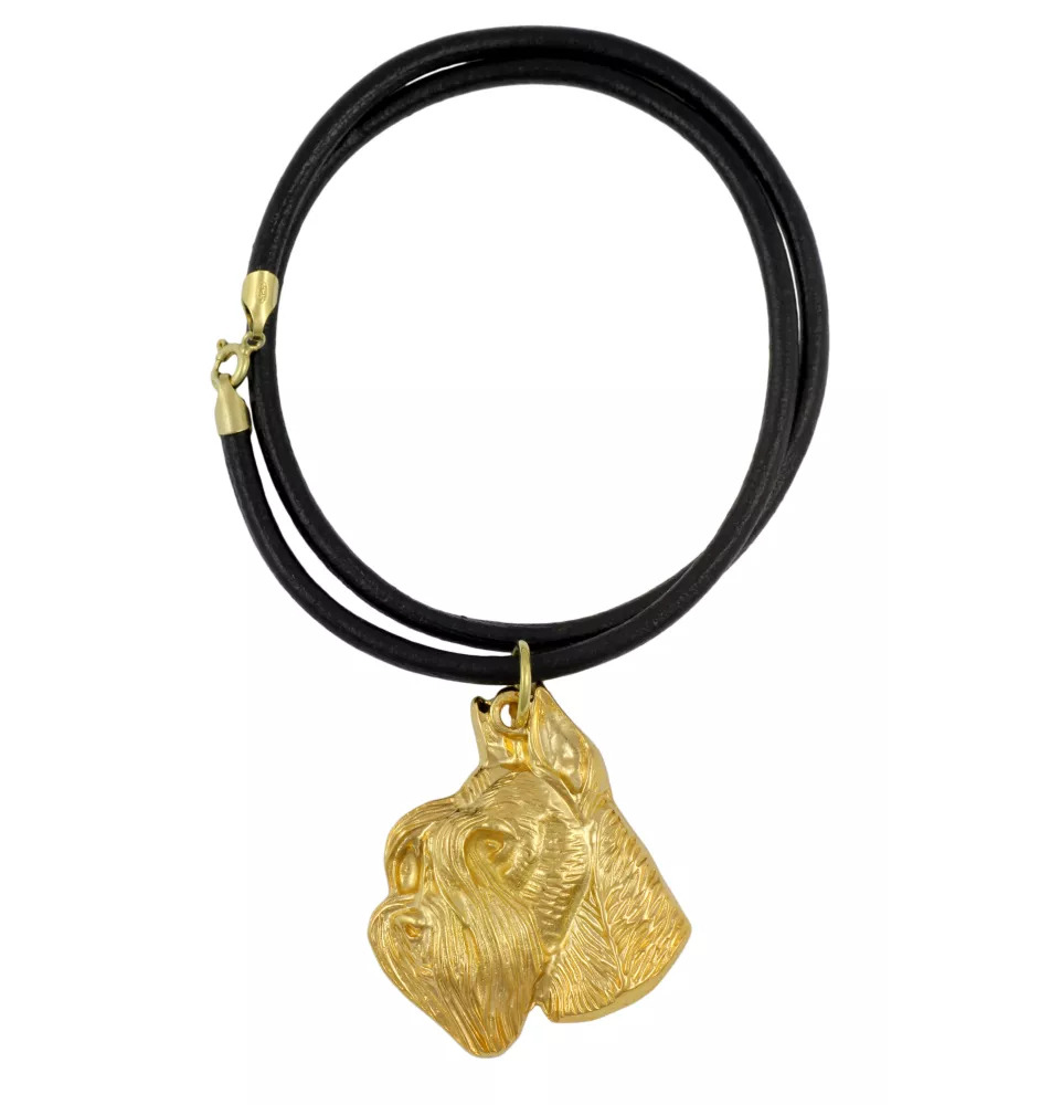 Schnauzer II - Collier pour chien, pendentif plaqué or pour fan de chien, bijoux uniques de la marque Art-Dog