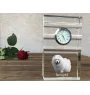 Samojede, Samoyed, Samojedenhund, Samojedenspitz - Glasuhr mit Foto, Foto eines Hundes im Kristall, personalisierte Tischuhr für das Büro der Marke Art-Dog
