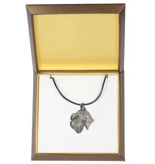 Schnauzer - Collier de chien dans une boîte cadeau, médaillon argenté pour fan de chien, pendentif remarquable de la marque Art-Dog