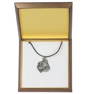 Schnauzer II - Dog necklace in gift box, silver-plated locket for dog fan, striking pendant by Art-Dog brand