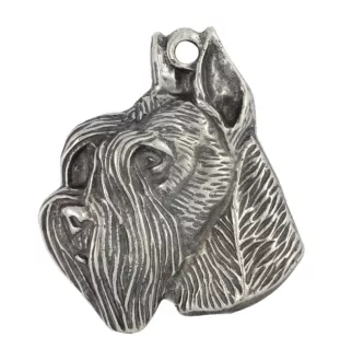 Schnauzer II - Hundehalsband in Geschenkbox, versilbertes Medaillon für Hundefans, markanter Anhänger der Marke Art-Dog