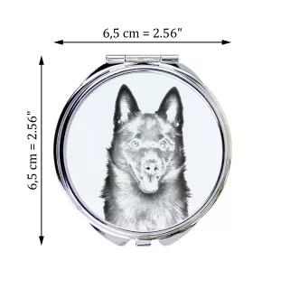 Schipperke, Little Black Devil, Little Captain - Pocket mirror with a dog, personalized mirror for a purse, compact mirror with Art-Dog brand print.