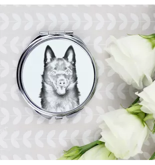 Schipperke, Little Black Devil, Little Captain - Pocket mirror with a dog, personalized mirror for a purse, compact mirror with Art-Dog brand print.