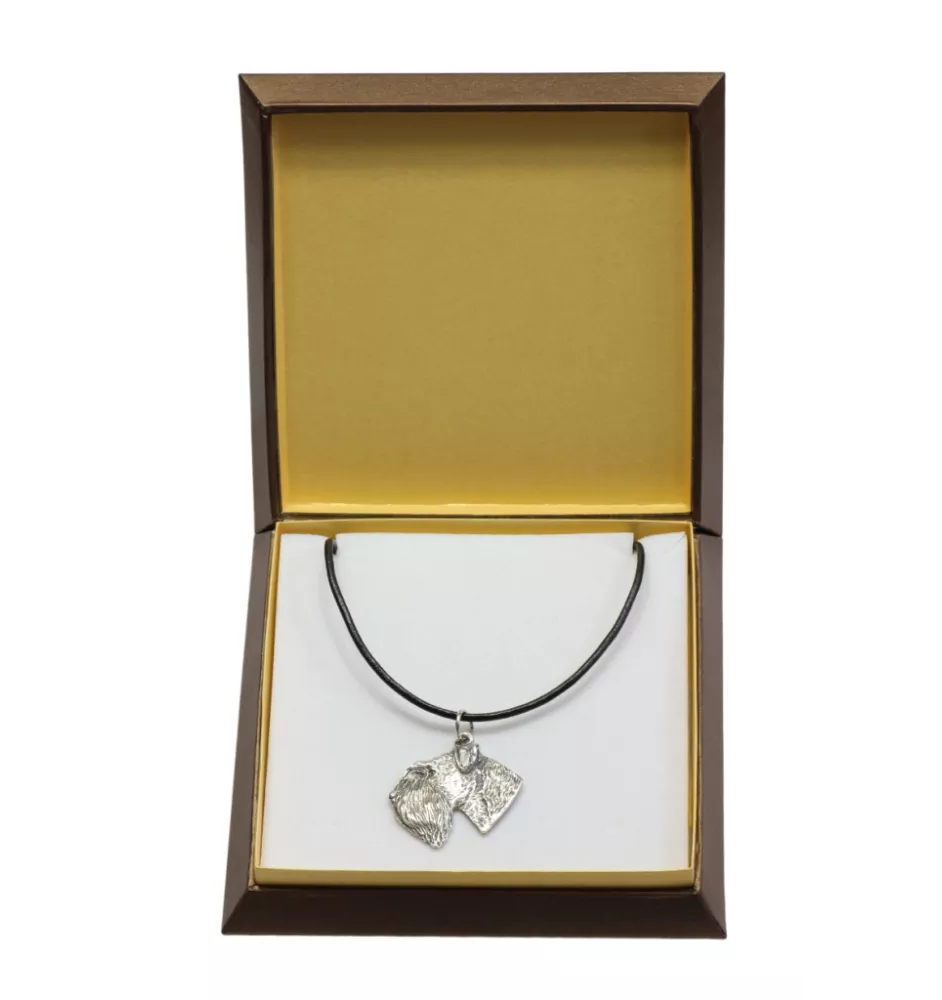 Schnauzer III - Dog necklace in gift box, silver-plated locket for dog fan, striking pendant by Art-Dog brand