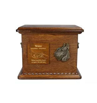 Schnauzer Personalisierte Hundeurne mit Gravur und Relief, Erinnerungsbox für Hundeknochen von der Marke Art-Dog