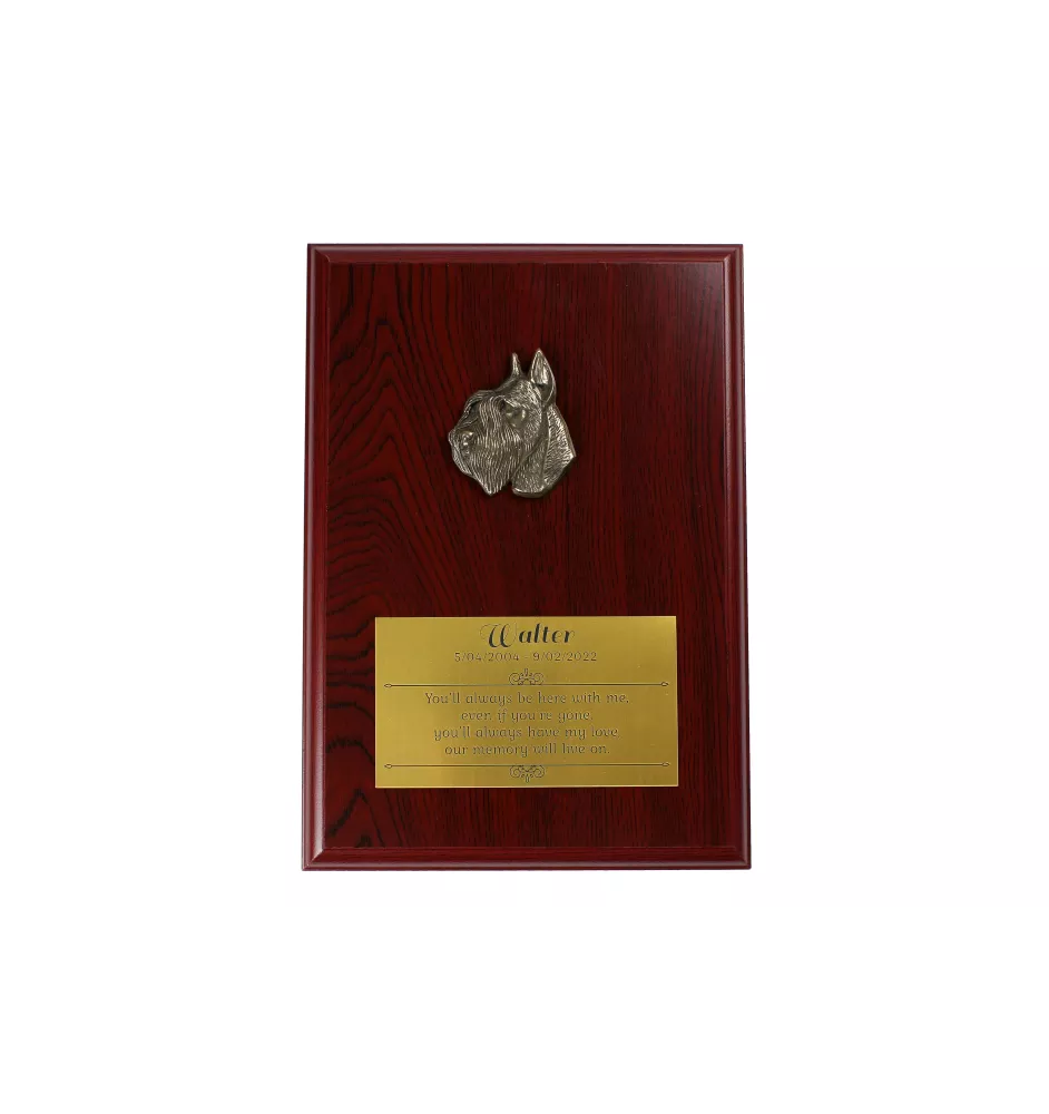 Schnauzer - bas-relief of a dog, small decoration, realistic plaque with the Art-Dog brand