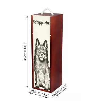Schipperke, Little Black Devil, Little Captain - wine box with a dog, alcohol box with graphics, personalized gift box from the Art-Dog brand