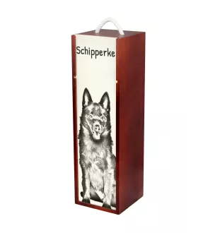 Schipperke, Little Black Devil, Little Captain - wine box with a dog, alcohol box with graphics, personalized gift box from the Art-Dog brand