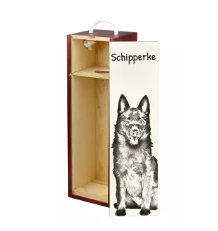 Schipperke, Little Black Devil, Little Captain - wine box with a dog, alcohol box with graphics, personalized gift box from the Art-Dog brand