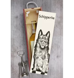 Schipperke, Little Black Devil, Little Captain - wine box with a dog, alcohol box with graphics, personalized gift box from the Art-Dog brand