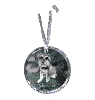 Schnauzer - boule de Noël en cristal avec une photo, photo de chien dans le cristal, décoration personnalisée pour sapin de Noël de la marque Art-Dog