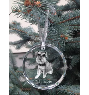 Schnauzer - boule de Noël en cristal avec une photo, photo de chien dans le cristal, décoration personnalisée pour sapin de Noël de la marque Art-Dog