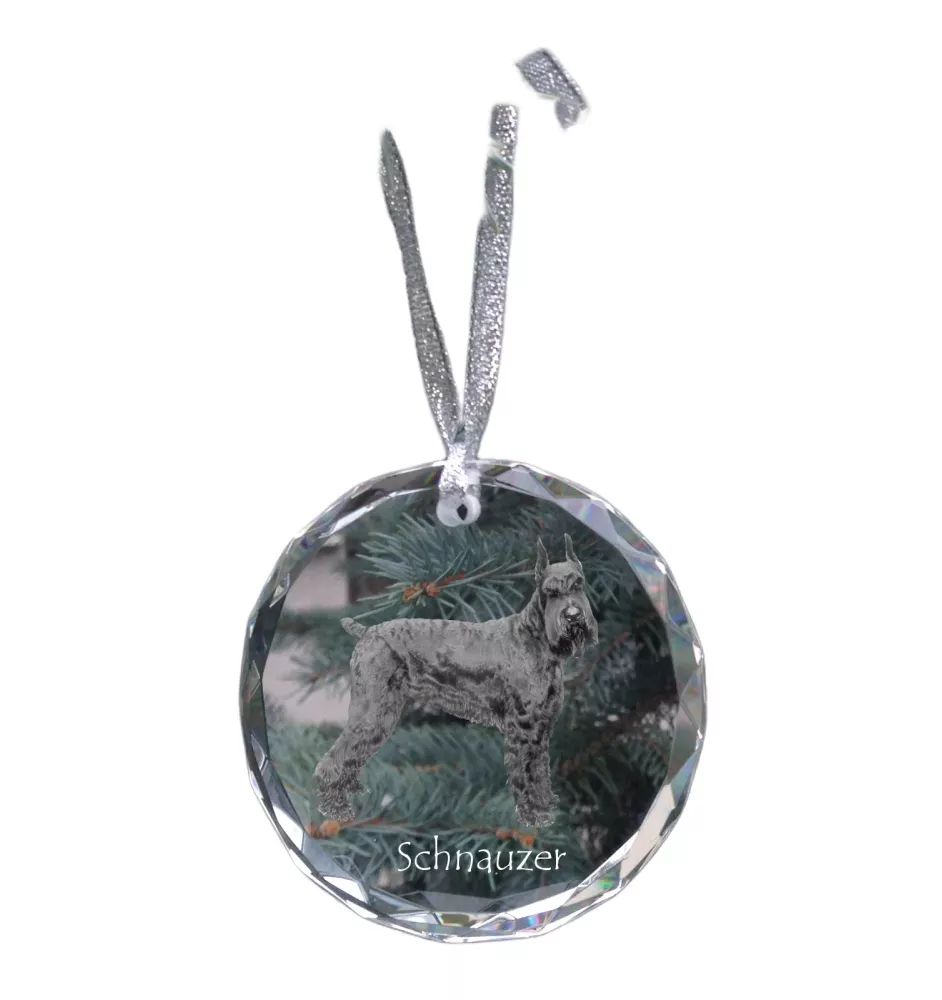Schnauzer I - boule de Noël en cristal avec une photo, photo de chien dans le cristal, décoration personnalisée pour sapin de Noël de la marque Art-Dog