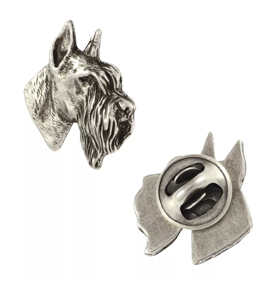 Schnauzer II  - Broche chien argentée, épingle élégante, décoration de revers de veste par la marque Art-Dog