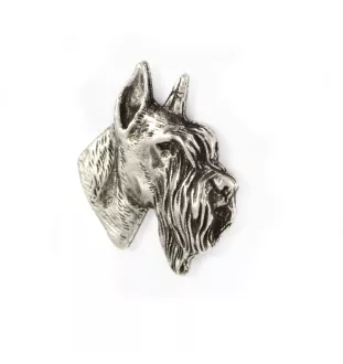 Schnauzer II  - Broche chien argentée, épingle élégante, décoration de revers de veste par la marque Art-Dog