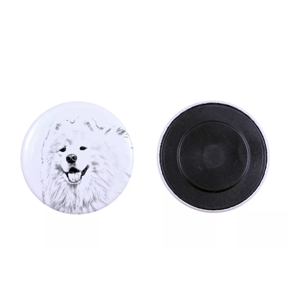 Samojede, Samoyed, Samojedenhund, Samojedenspitz Magnet mit einem Hundepfotenabdruck, außergewöhnlich leicht, starker Magnet, handgefertigtes Produkt der Marke Art-Dog