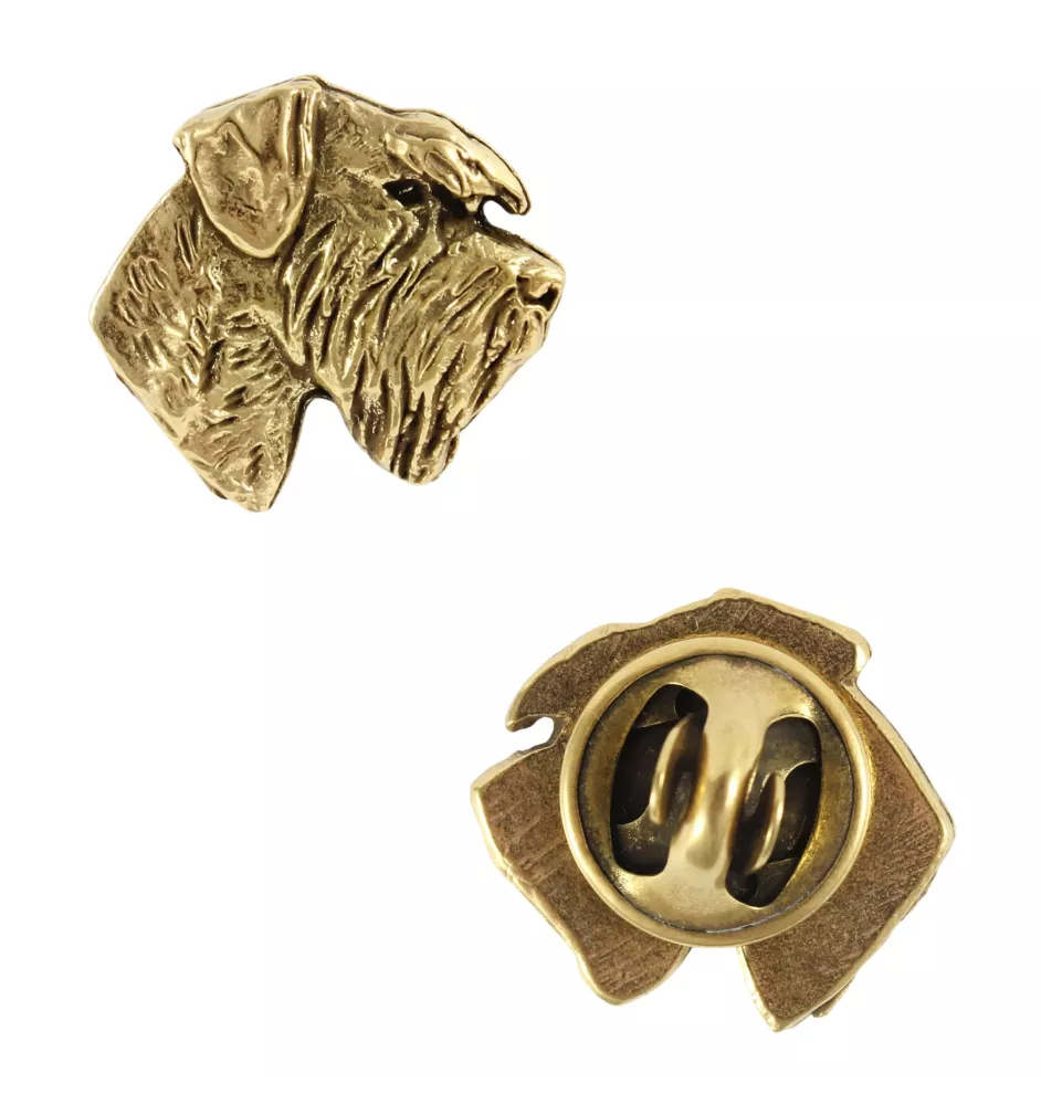 Schnauzer I - Broche de chien dans une boîte décorative, épingle élégante en plaqué or, épingle de veste de la marque Art-Dog