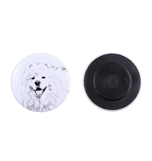 Samojede, Samoyed, Samojedenhund, Samojedenspitz Magnet mit einem Hundepfotenabdruck, außergewöhnlich leicht, starker Magnet, handgefertigtes Produkt der Marke Art-Dog