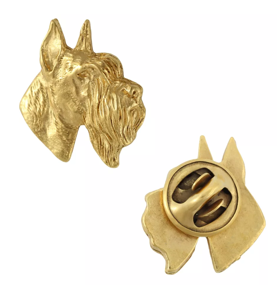 Schnauzer II - Hundebrosche in dekorativer Box, elegante vergoldete Anstecknadel, Jackenbrosche der Marke Art-Dog