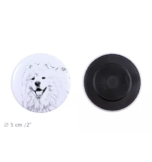 Samoyède - aimant avec un œil de chien, exceptionnellement léger, aimant puissant, produit fabriqué à la main par la marque Art-Dog