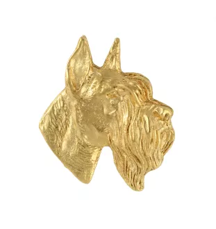 Schnauzer II - Hundebrosche in dekorativer Box, elegante vergoldete Anstecknadel, Jackenbrosche der Marke Art-Dog