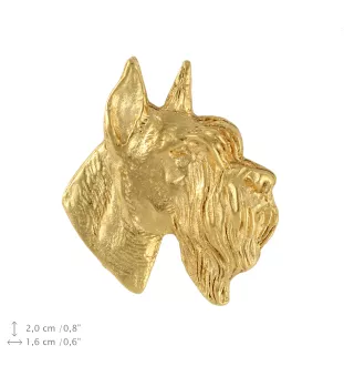 Schnauzer II - Hundebrosche in dekorativer Box, elegante vergoldete Anstecknadel, Jackenbrosche der Marke Art-Dog