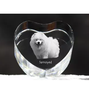 Samojede, Samoyed, Samojedenhund, Samojedenspitz - Hundebild im Kristall, Kristallherz, einzigartiger Bilderrahmen der Marke Art-Dog