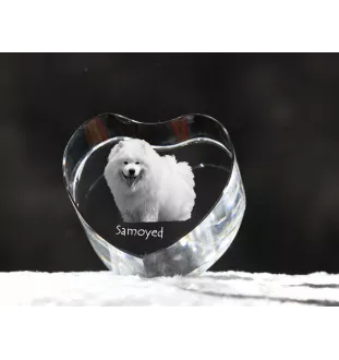 Samojede, Samoyed, Samojedenhund, Samojedenspitz - Hundebild im Kristall, Kristallherz, einzigartiger Bilderrahmen der Marke Art-Dog