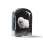 Samoyed, Bjelkier, Samoiedskaya Sobaka - crystal cube with a photo, photo of a dog in crystal, cubic paperweight from Art-Dog brand