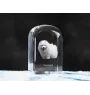 Samoyed, Bjelkier, Samoiedskaya Sobaka - crystal cube with a photo, photo of a dog in crystal, cubic paperweight from Art-Dog brand