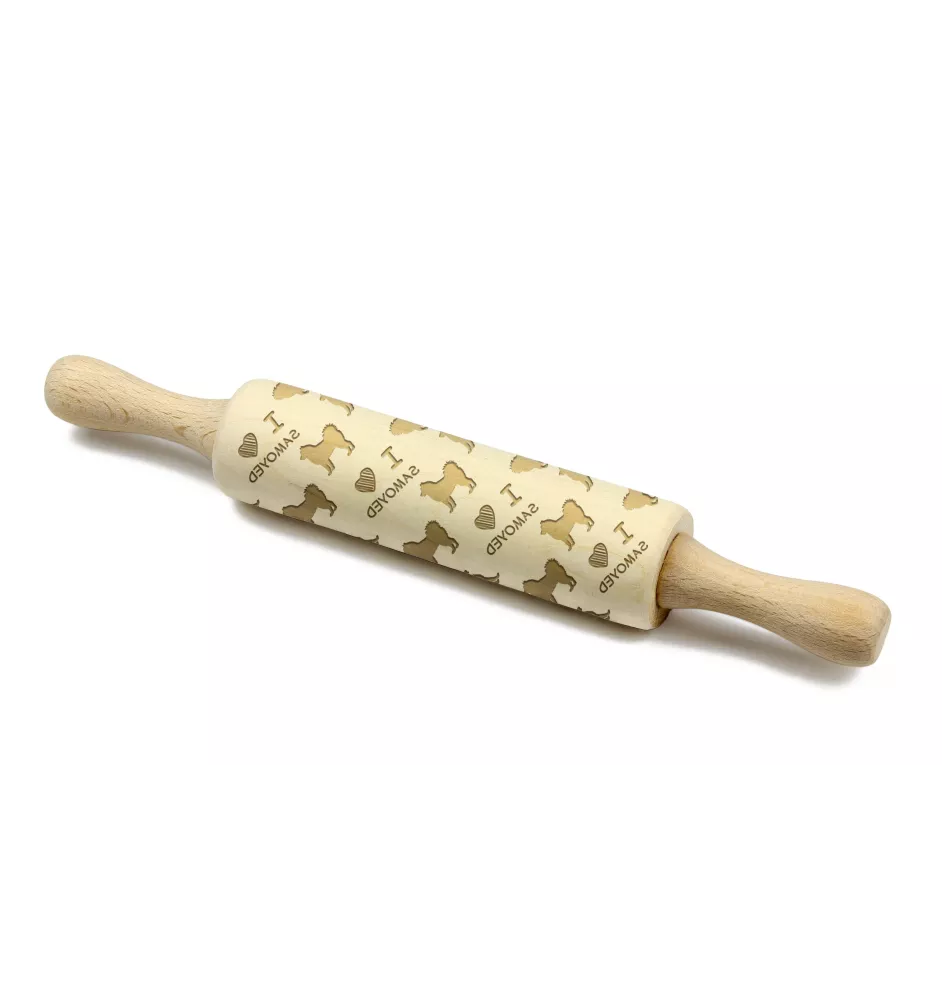 Samoyède - un petit rouleau avec un chien, un rouleau à pâtisserie avec des motifs, un gadget pour céramiste de la marque Art-Dog