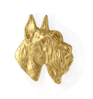 Schnauzer II - Vergoldete Brosche, eleganter Hundeschmuck, einzigartige Brosche der Marke Art-Dog
