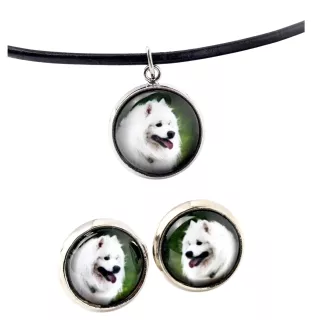 Samojede, Samoyed, Samojedenhund, Samojedenspitz - Schmuck mit Ihrem Foto-Box, Halskette und Ohrringe-Set, personalisierte Produkte der Marke Art-Dog.